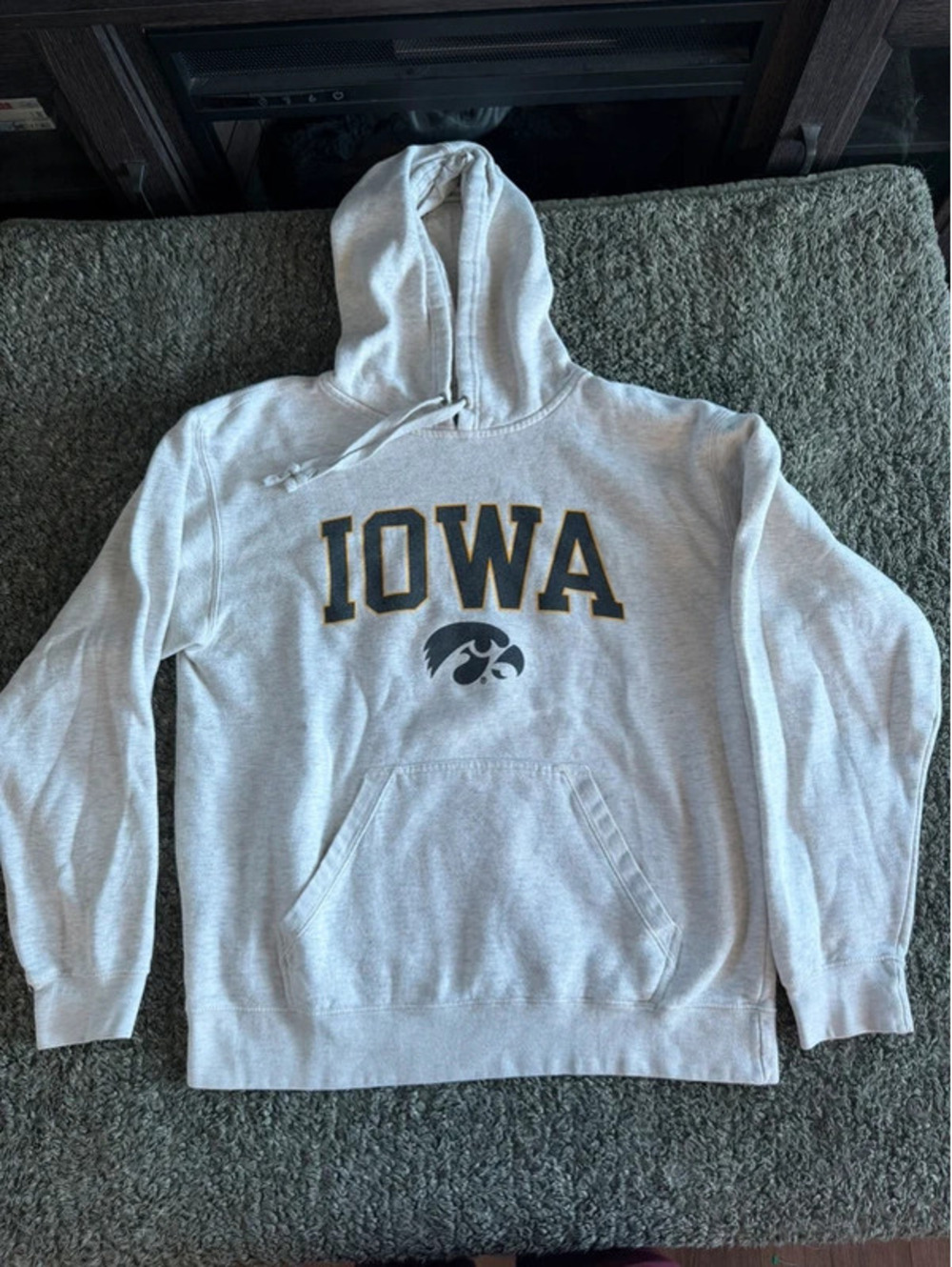Big Cotton Iowa Hoodie Sweatshirt Light Gray Pullover with Hood L